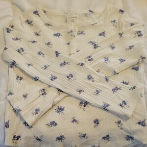 Abercrombie Kids White and Blue Floral Blouse